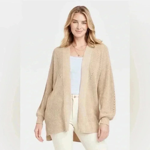 Universal Thread Women’s Open-front Cozy Knit Cardigan Color Tan Various Sizes - Picture 3 of 15